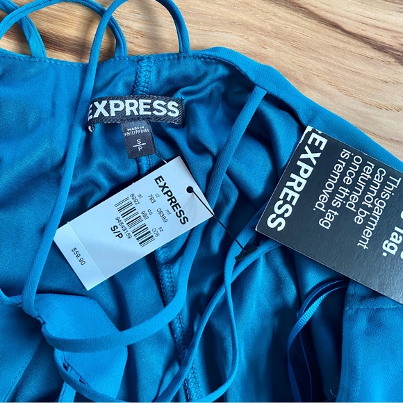 Express trapeze flowy Strappy dress in teal sz small NWT - Picture 10 of 11